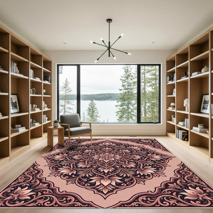 Vintage Rose Floral Mandala Accent Rug