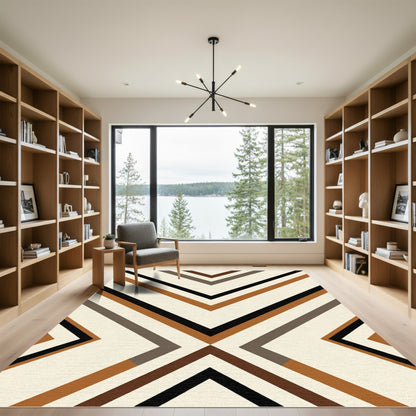 Earthy Tone Geometric Chevron Rug