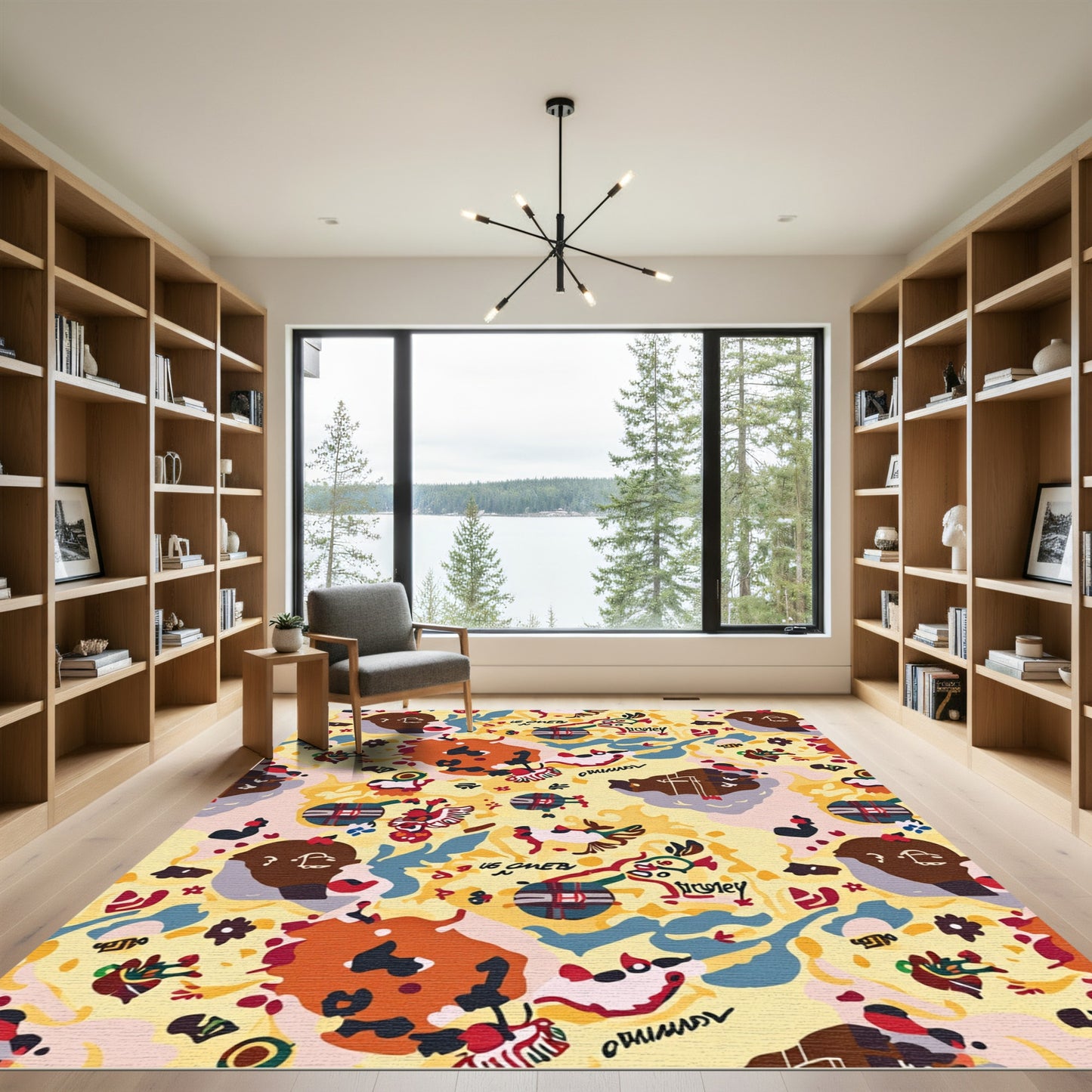 Abstract Figures Yellow Graphic Collage Rug