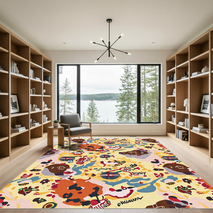 Abstract Figures Yellow Graphic Collage Rug