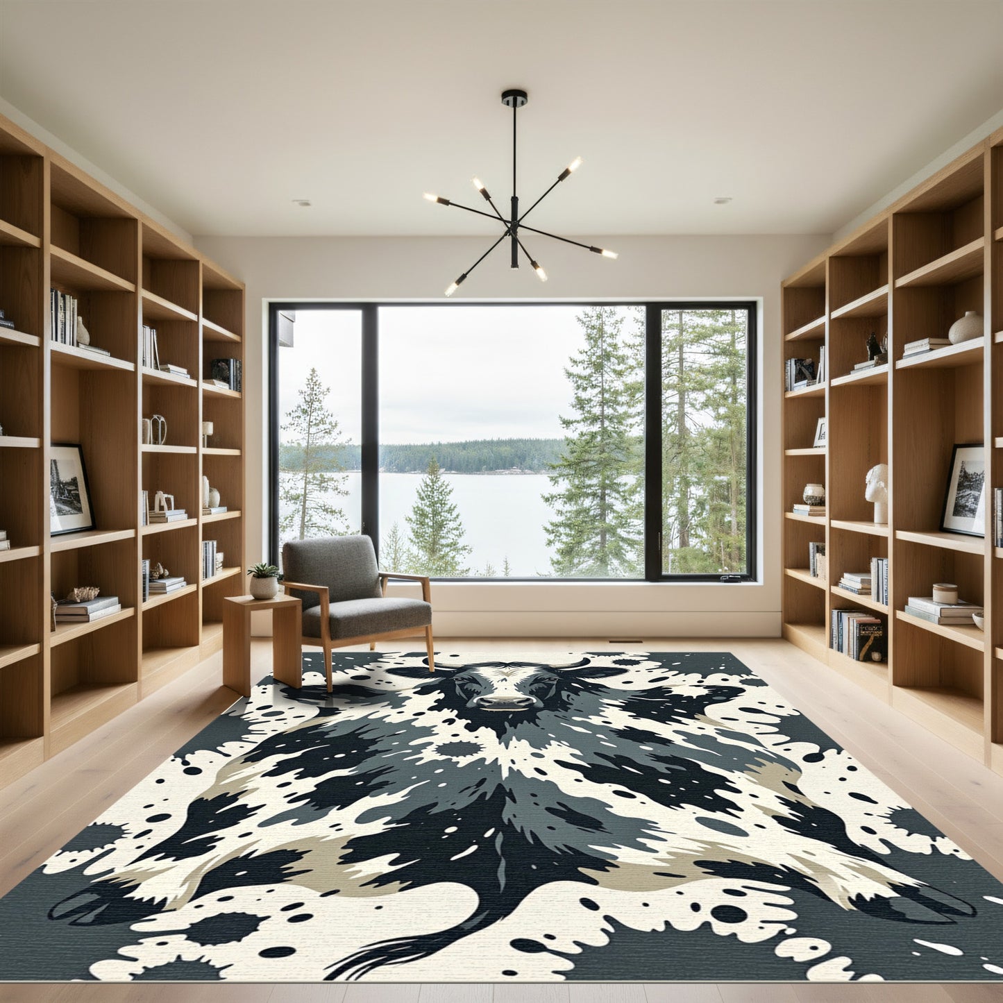 Abstract Monochrome Spotted Dairy Cow Rug
