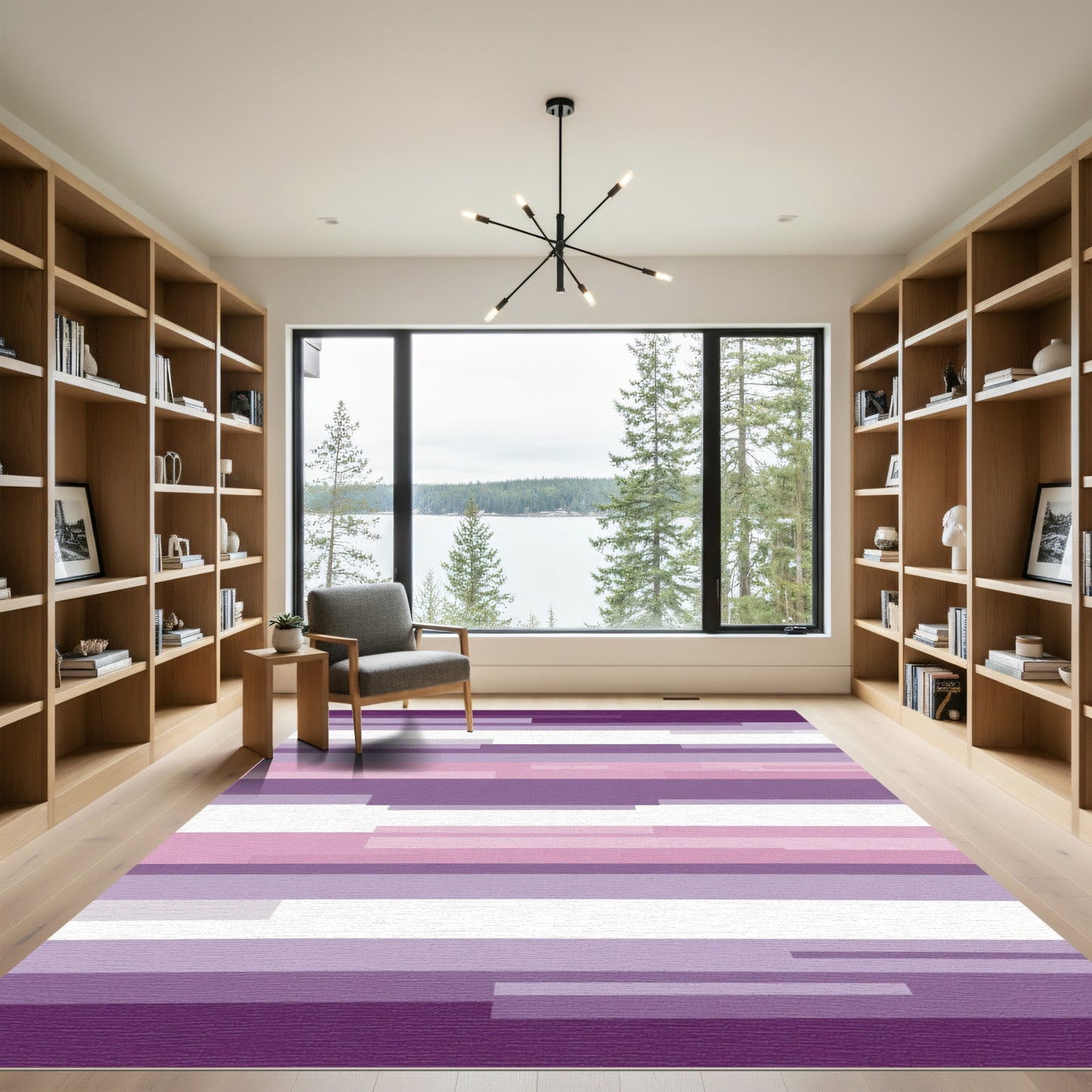 Purple Pink Gradient Stripe Mosaic Rug