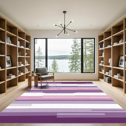Purple Pink Gradient Stripe Mosaic Rug