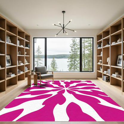 Bold Crimson Petal Burst Rug