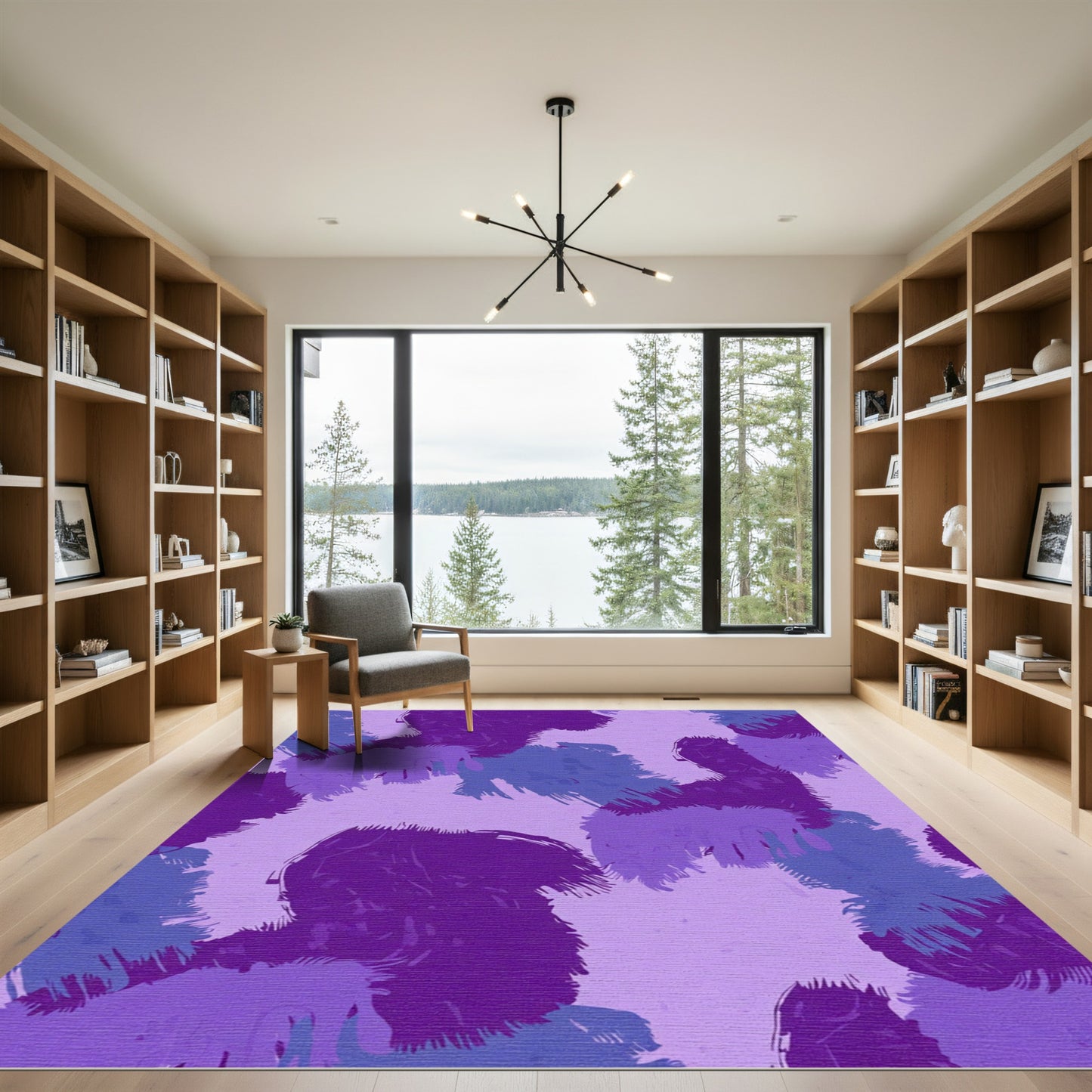 Deep Purple Abstract Brushstroke Art Rug