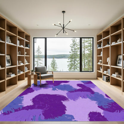 Deep Purple Abstract Brushstroke Art Rug