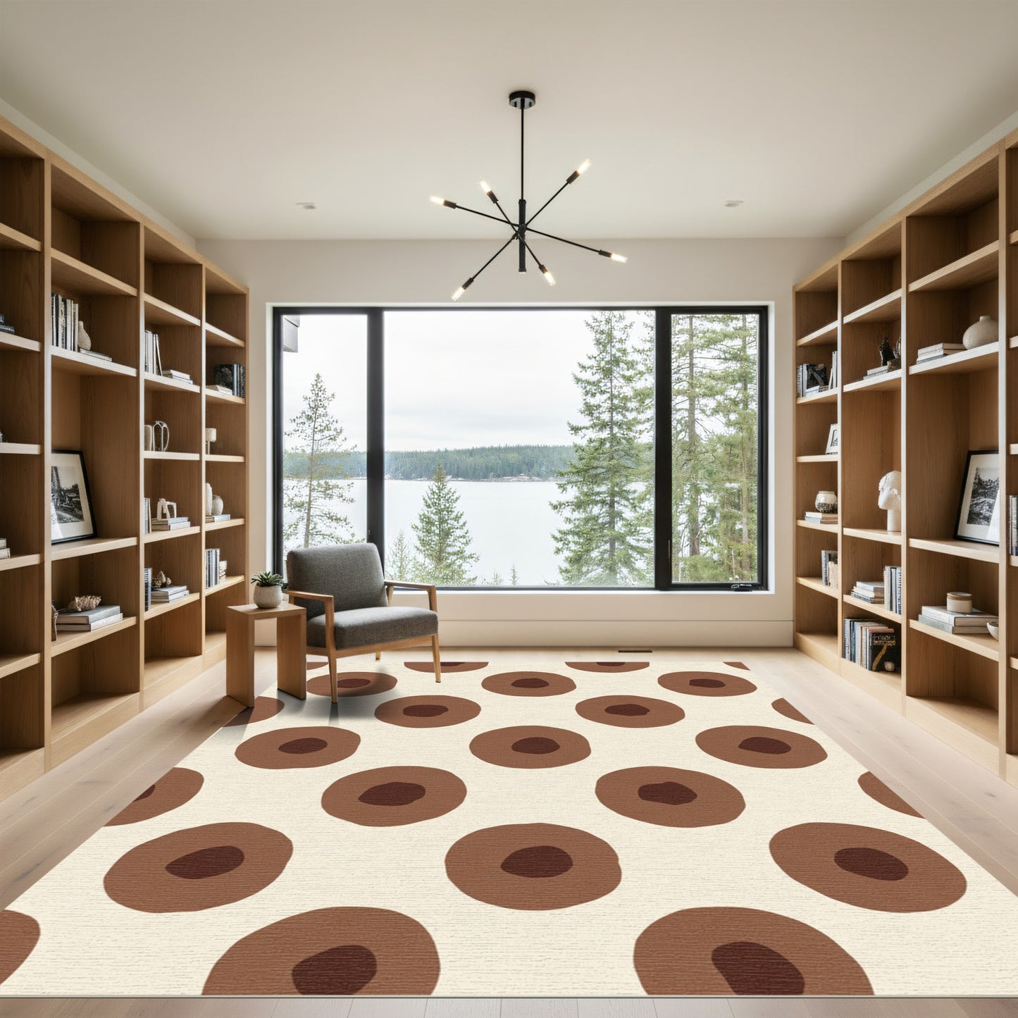 Brown Cream Polka Dot Dot Rug