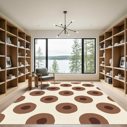 Brown Cream Polka Dot Dot Rug