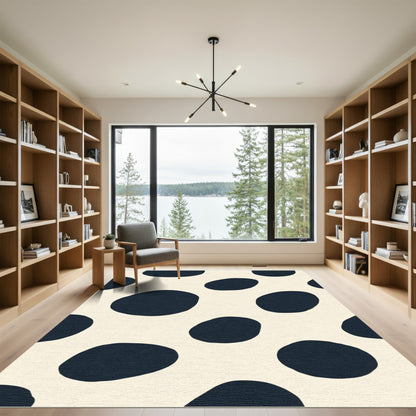 Navy Blue Organic Polka Dot Rug