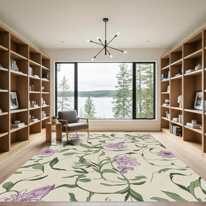 Light Purple Floral Vine Swirl Rug
