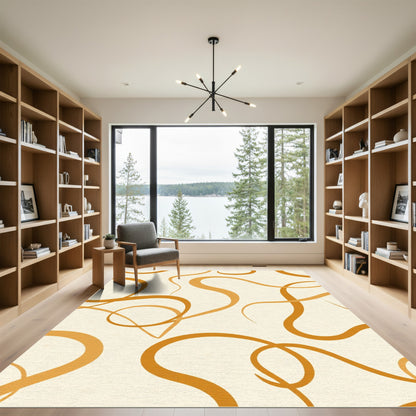 Golden Swirl Ribbon Overlay Rug