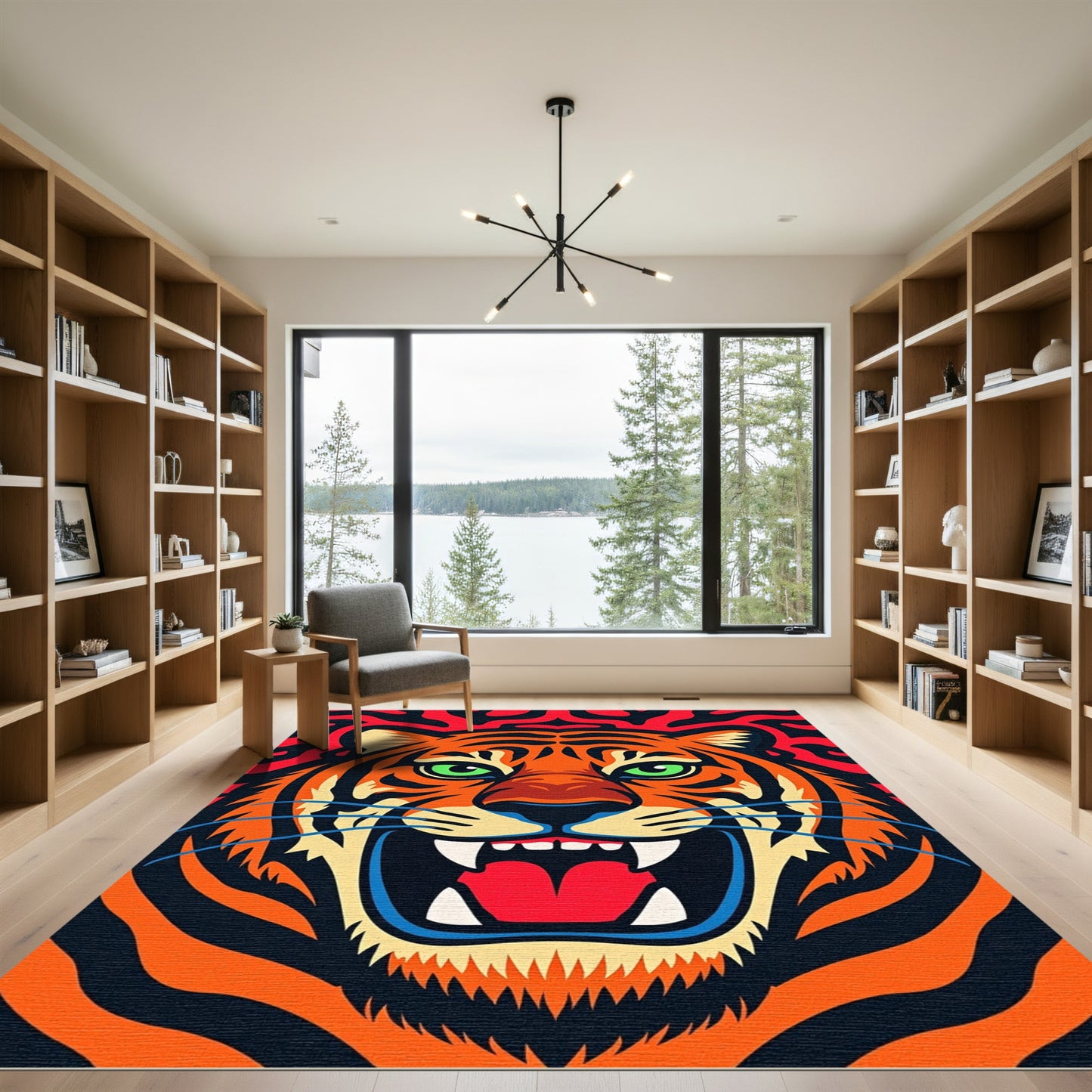 Fierce Orange Tiger Roaring Vivid Rug