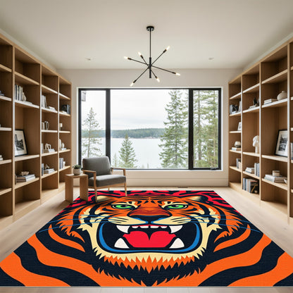 Fierce Orange Tiger Roaring Vivid Rug