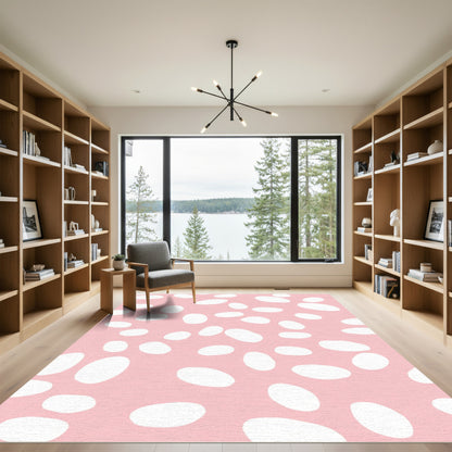 Soft Pink White Irregular Pebble Rug
