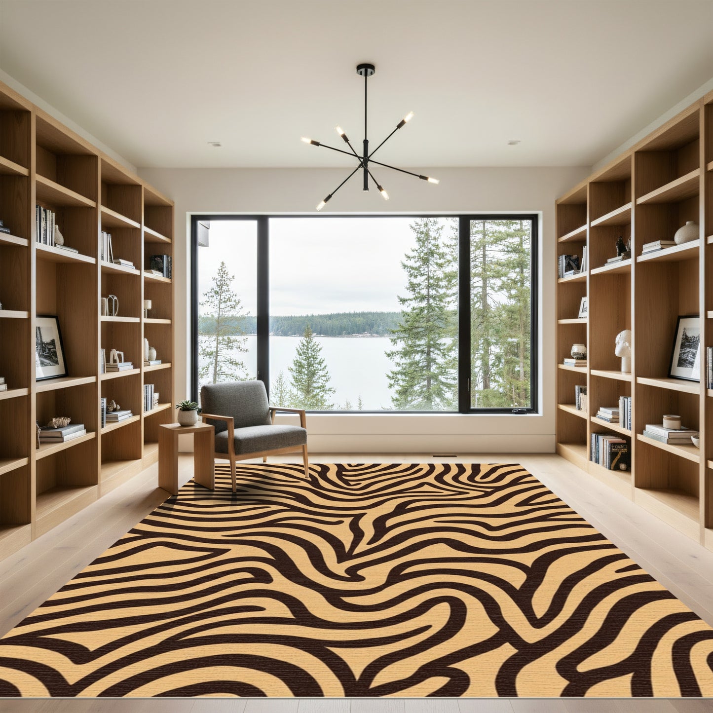 Tan Charcoal Abstract Swirls Rug