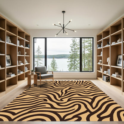 Tan Charcoal Abstract Swirls Rug