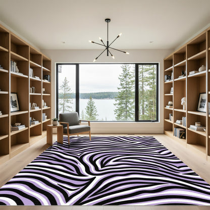 Lavender Black White Zebra Stripes Rug