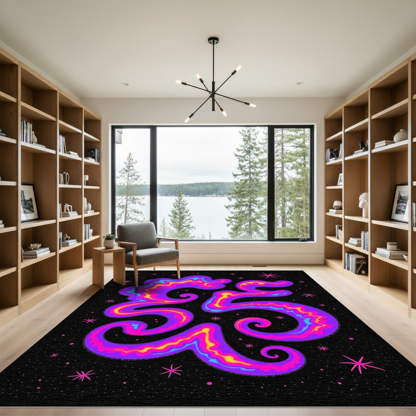 Vivid Psychedelic Swirl Galaxy Rug