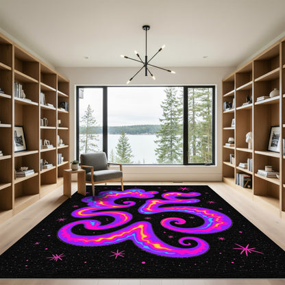 Vivid Psychedelic Swirl Galaxy Rug