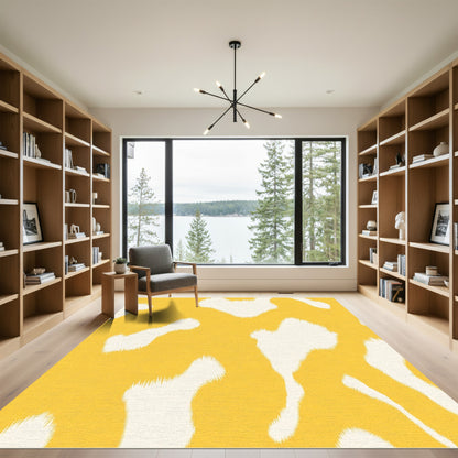 Cheerful Yellow White Splatter Rug