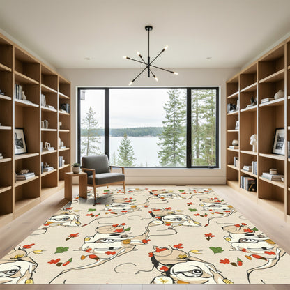 Whimsical Cream Abstract Animal Floral Rug