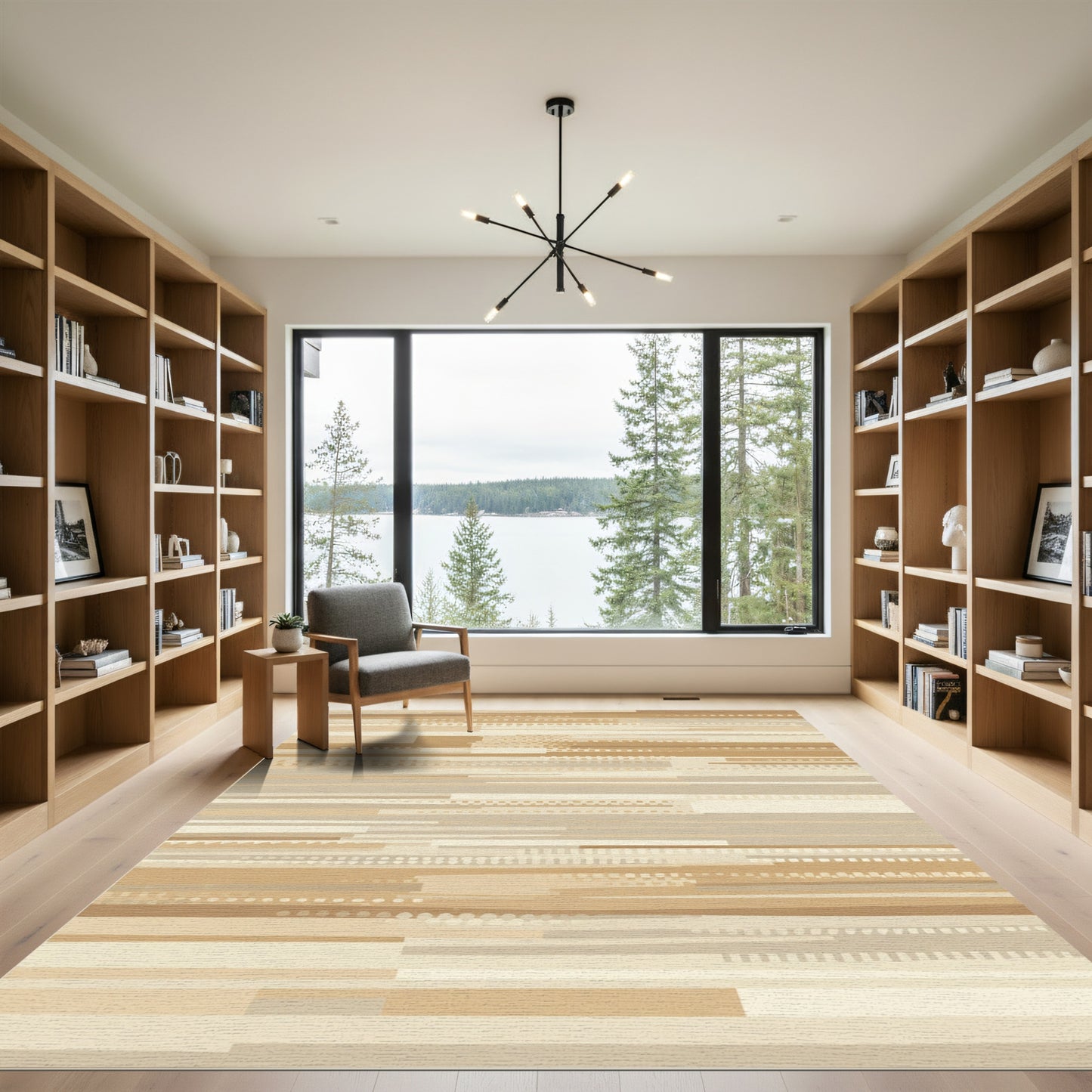 Earthy Neutral Abstract Stripe Rug
