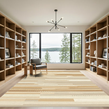 Earthy Neutral Abstract Stripe Rug