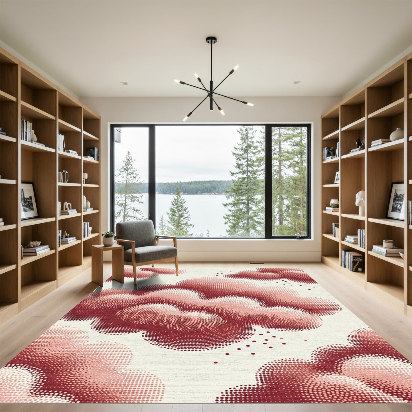 Crimson Dot Cloud Composition Rug
