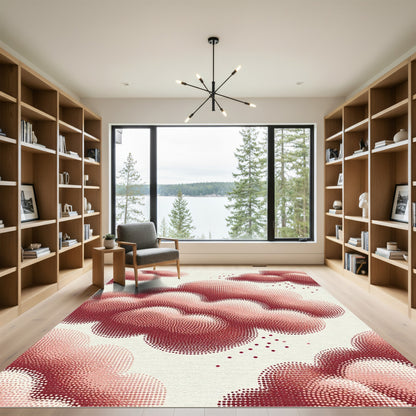 Crimson Dot Cloud Composition Rug