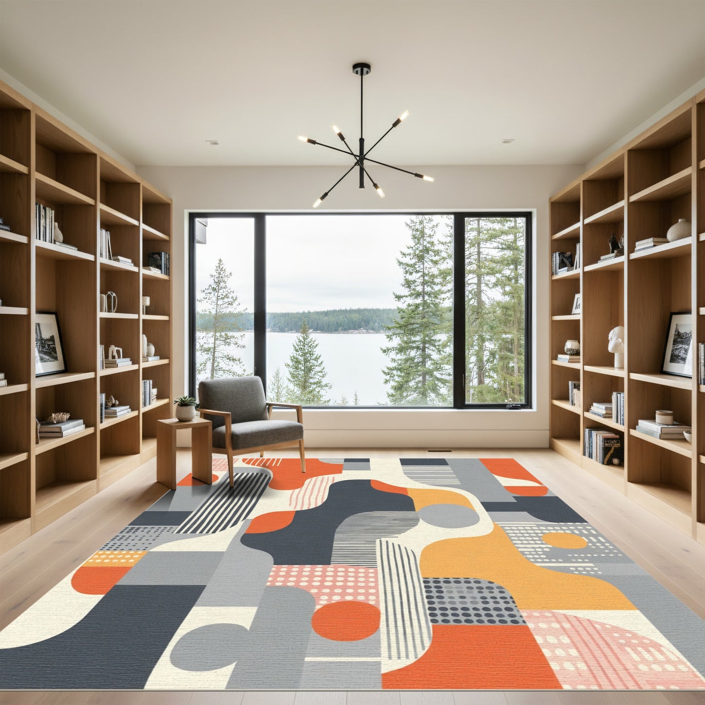 Retro Abstract Geometric Shapes Rug