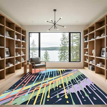 Pastel Drip Abstract Statement Rug