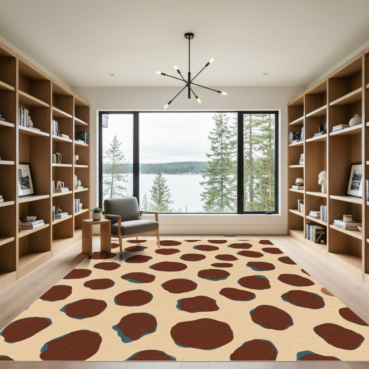 Rich Brown Spotty Organic Pattern Rug