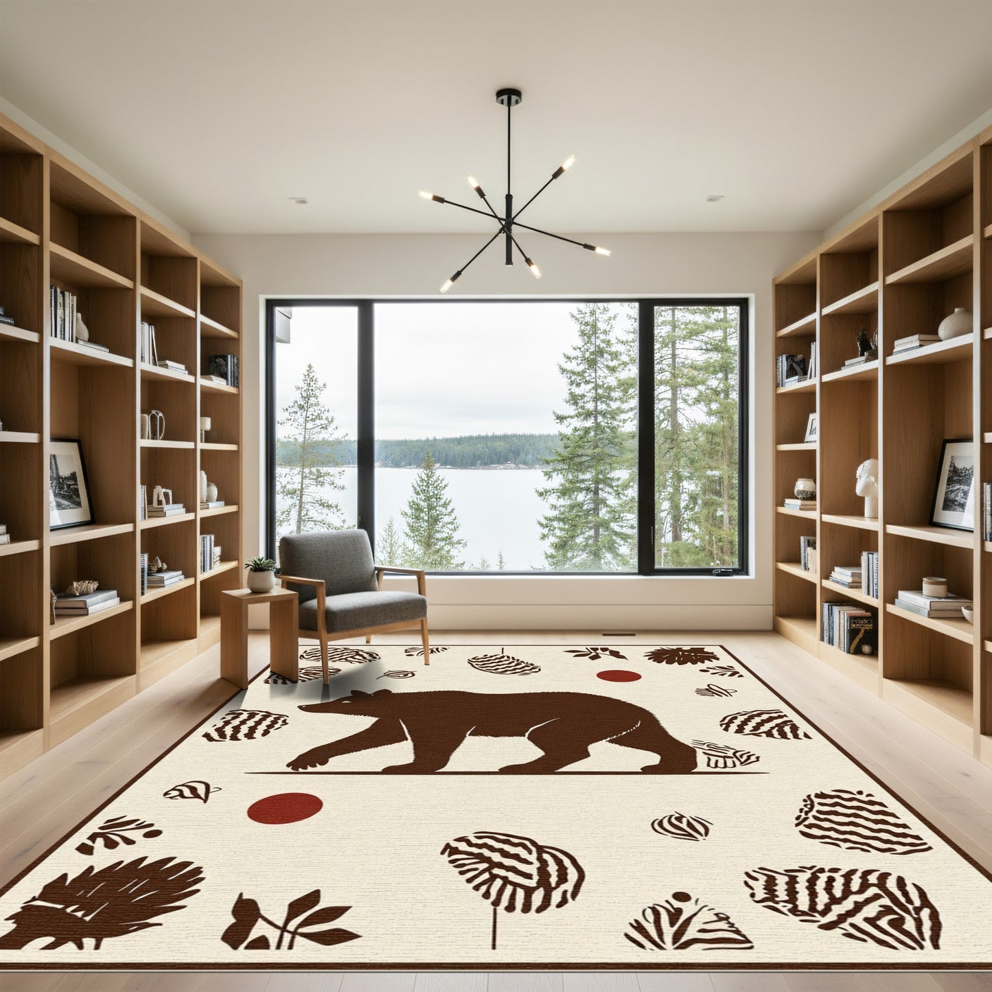 Brown Bear With Forest Accents Rug