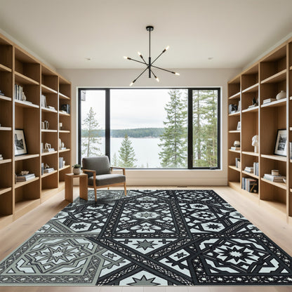 Geometric Star Medallion Mosaic Rug