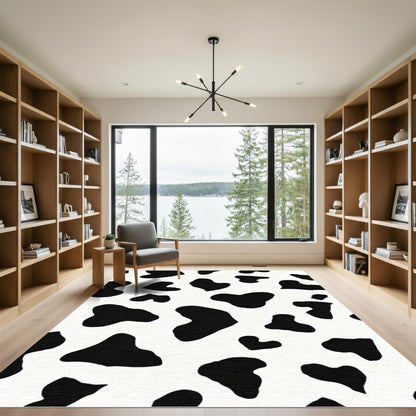 Black White Irregular Spots Rug