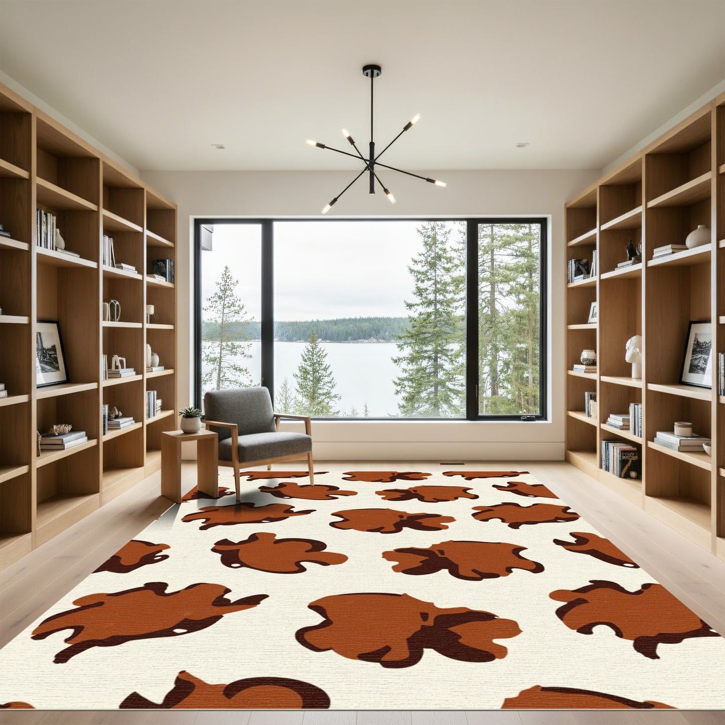 Chunky Brown Contemporary Organic Shapes Rug