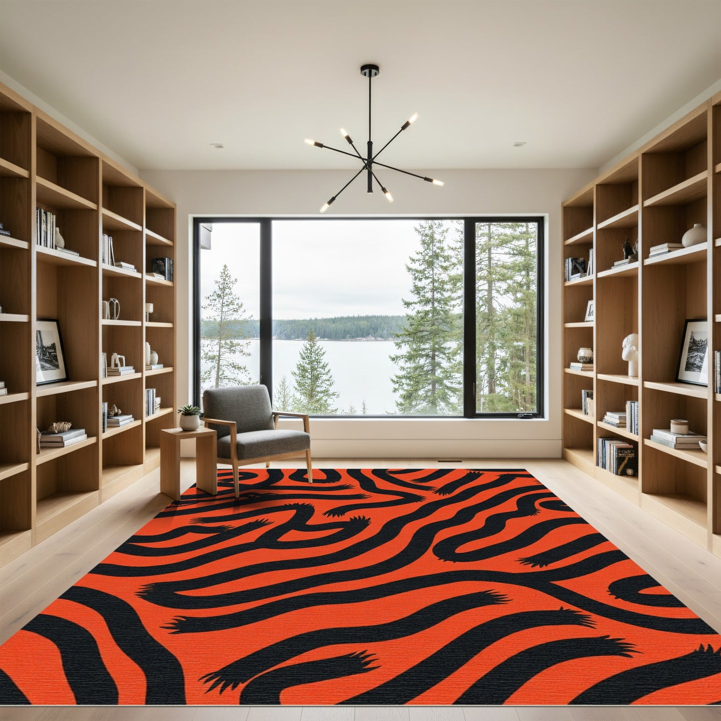 Bold Black Wavy Stripes Rug