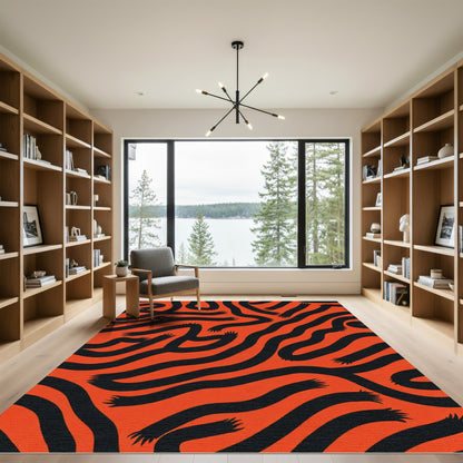 Bold Black Wavy Stripes Rug