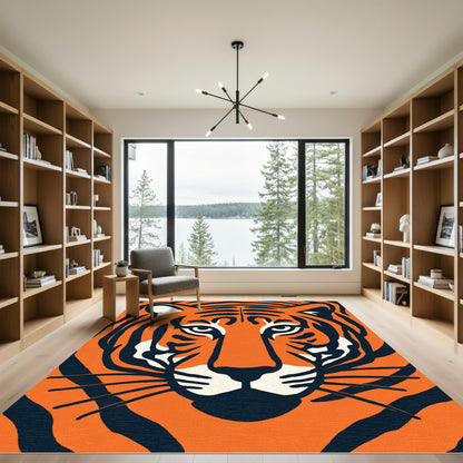 Bold Orange Tiger Face Rug