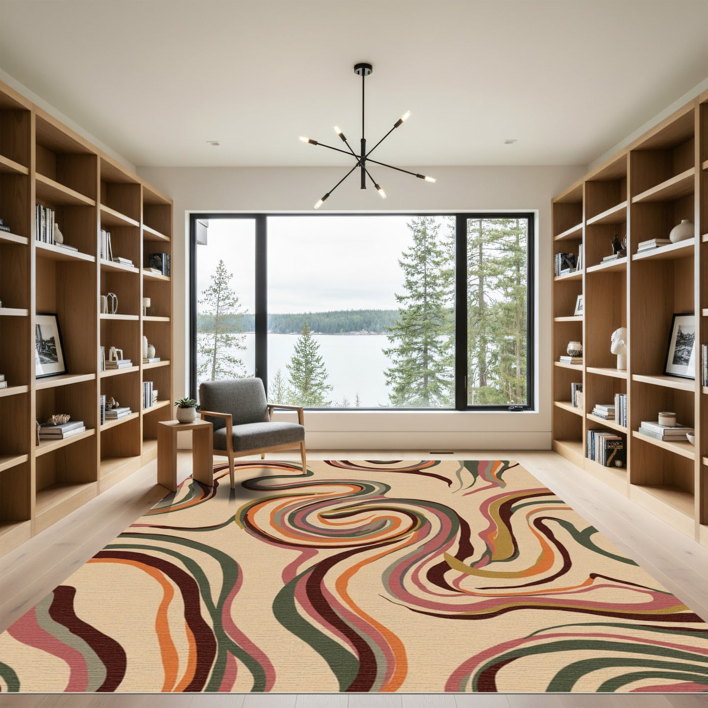 Earthy Swirl Abstract Composition Rug