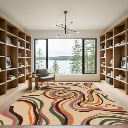 Earthy Swirl Abstract Composition Rug
