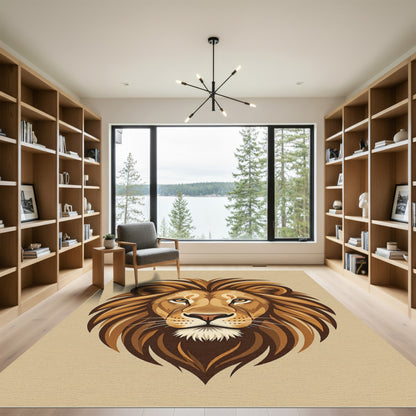 Majestic Golden Lion Head Portrait Rug
