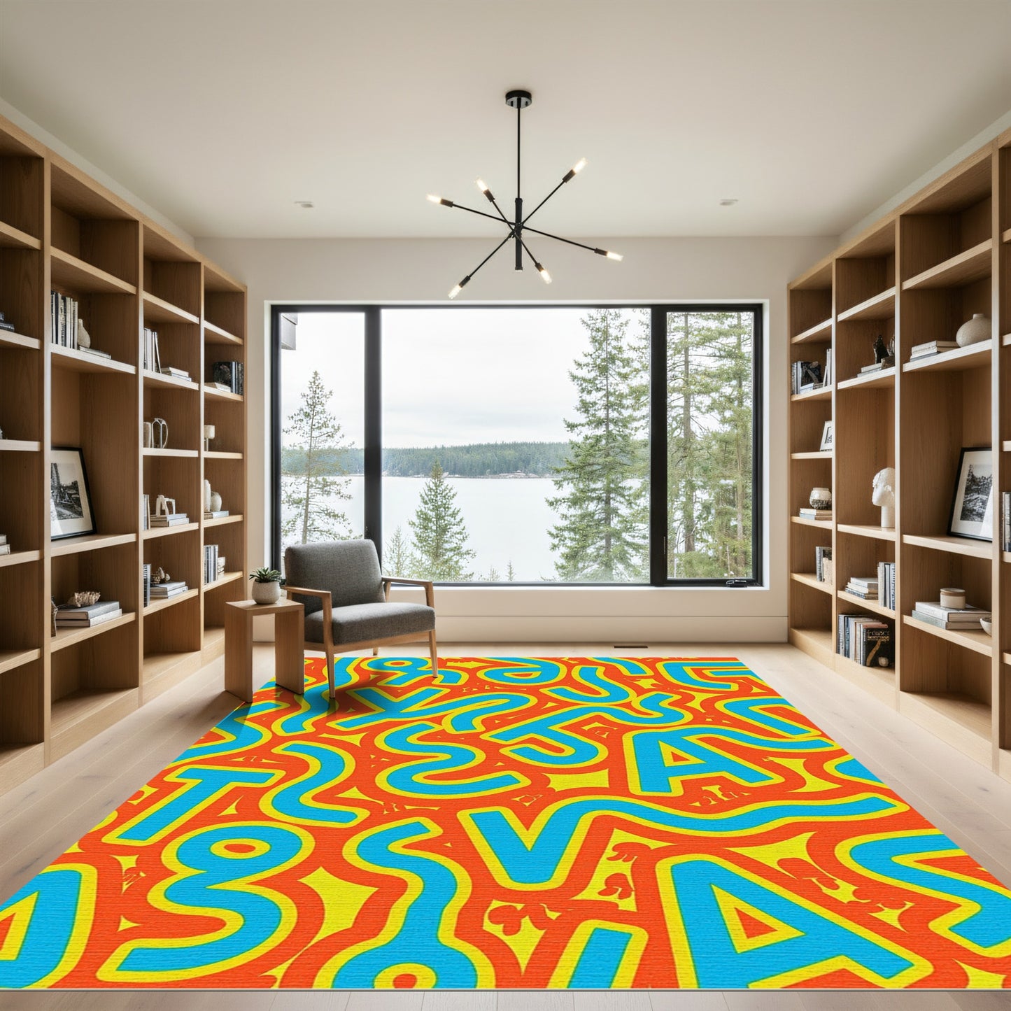 Bold Blue Geometric Abstract Playfulness Rug