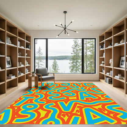 Bold Blue Geometric Abstract Playfulness Rug