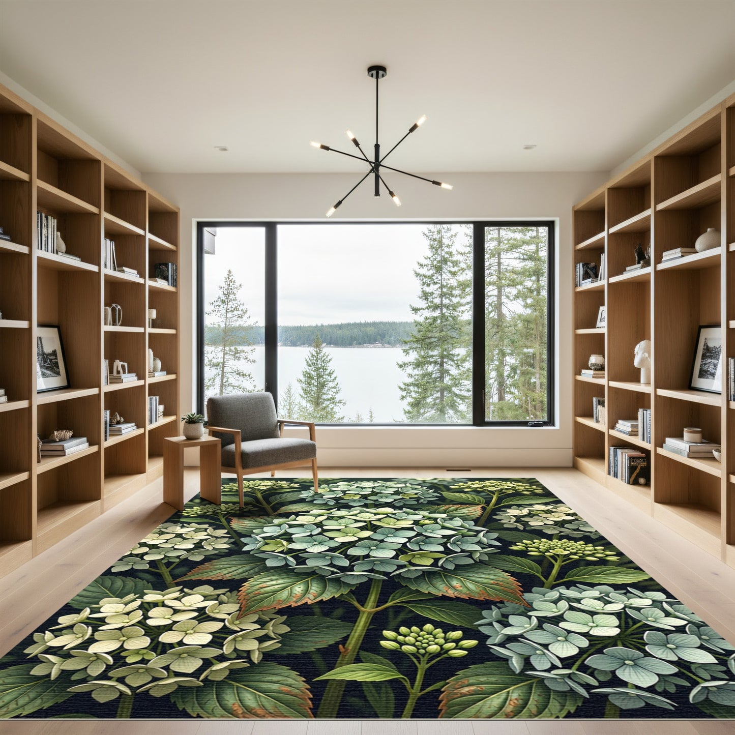 Soft Sage Hydrangea Botanical Garden Rug
