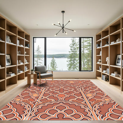 Terracotta Orange Lattice Archway Rug