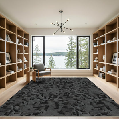 Monochromatic Abstract Organic Camouflage Texture Rug