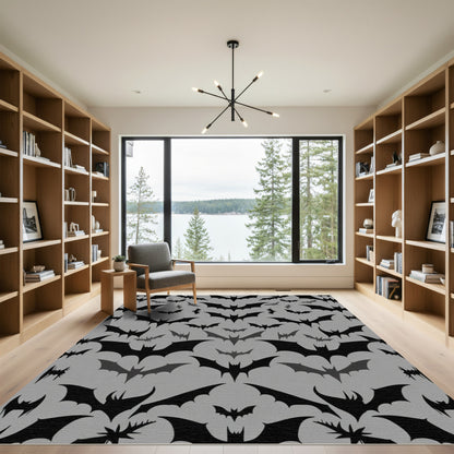 Black Bat Colony Repeating Pattern Rug