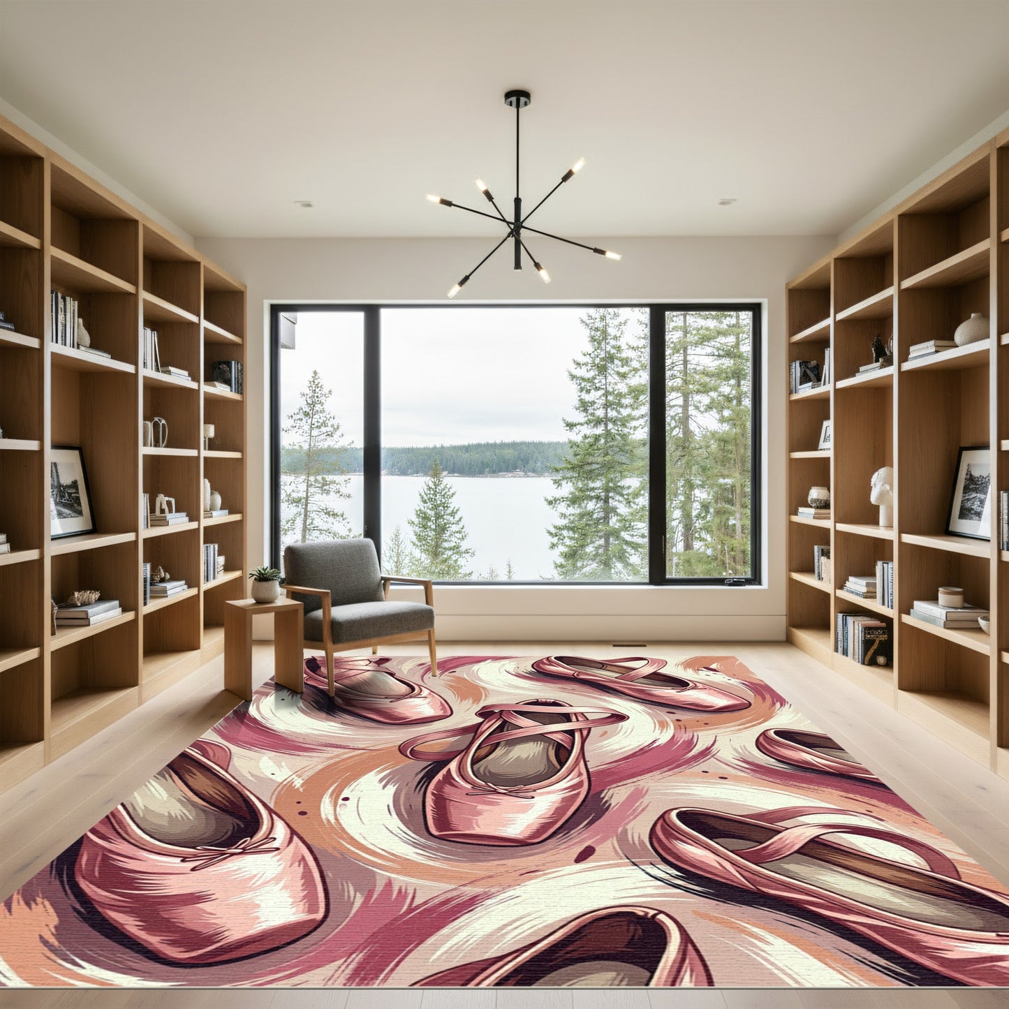Pink Ballet Slippers Swirl Graphic Rug