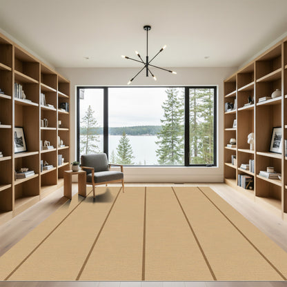 Minimalist Tan Vertical Stripe Rug